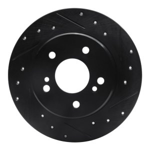 Chrysler Crossfire Brake Rotor (1) - Rear Right - R1 Concepts - Drilled & Slotted - Black - `87-`15
